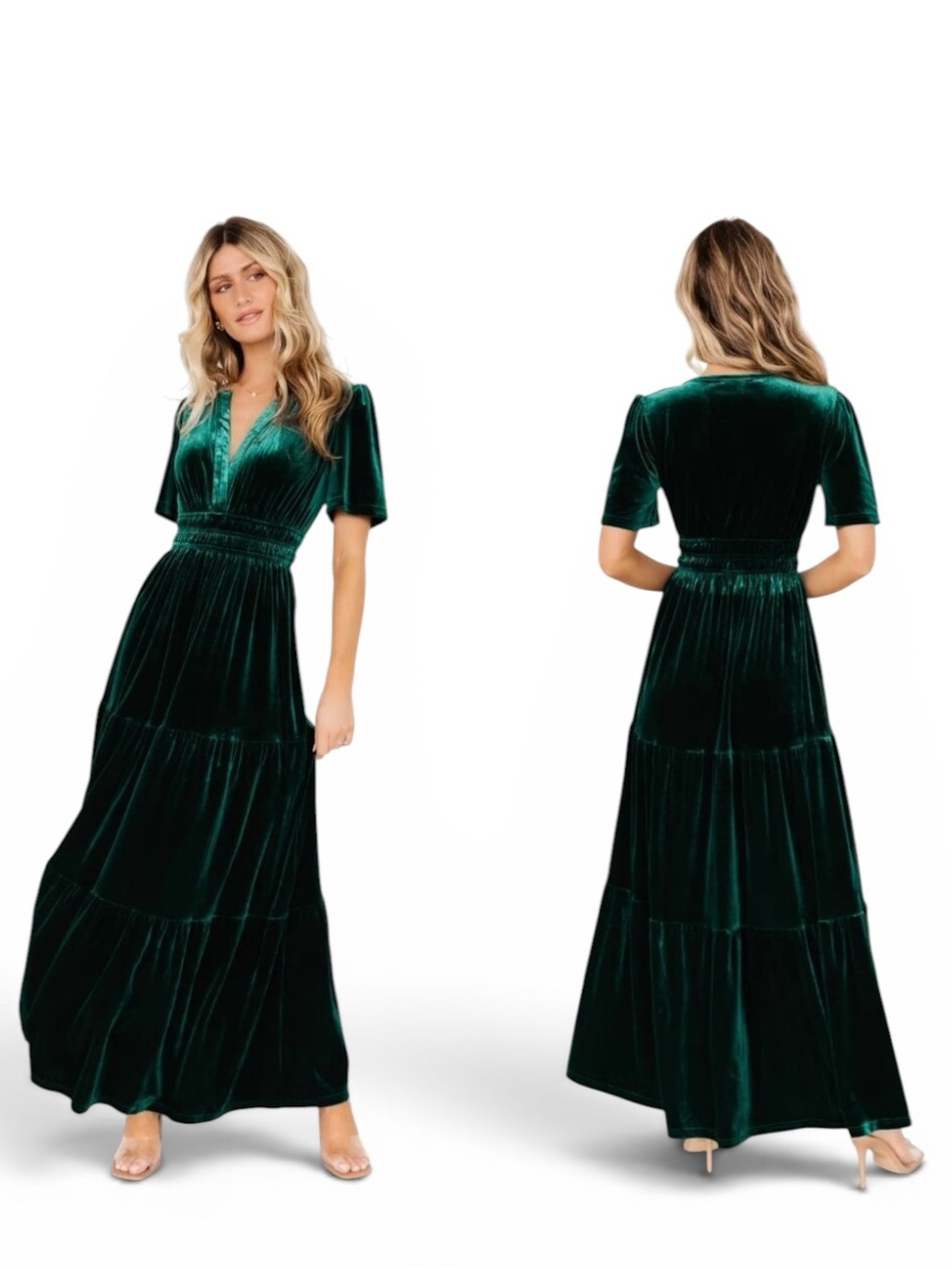 Baltic Born Artemis Velvet Maxi Dress in Emerald Green - Picture 2 of 10